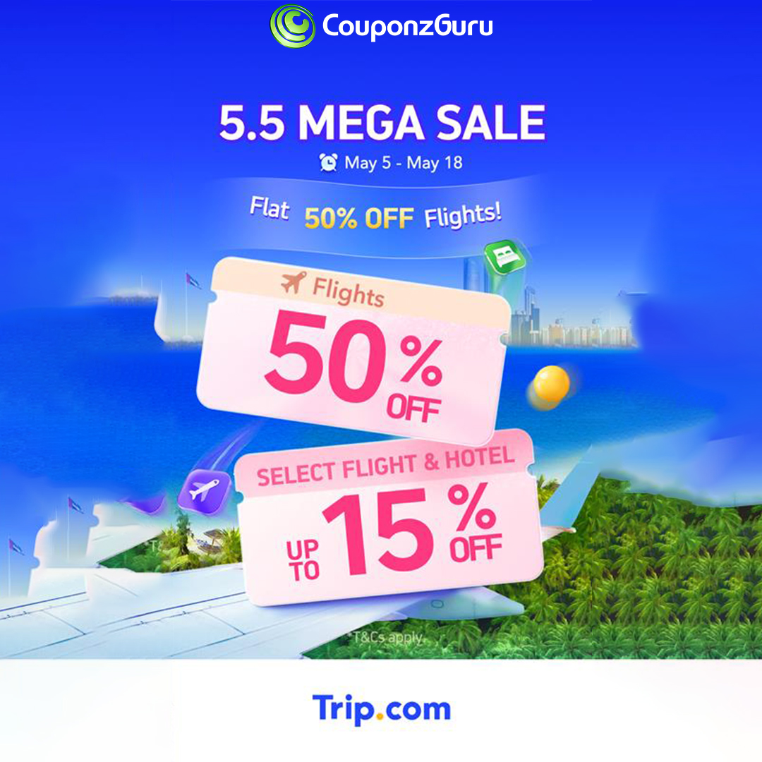 couponzguru's tweet image. It’s The Tip.com 5.5 MEGA SALE!
- Unlock Flat 50% OFF On Round Trip Flights
- Plus Extra 15% OFF On Select Flights!
Book Now And Enjoy Your Next Trip!!
#FlightDeal #sale #coupon #SummerSale2025 #vacationmode #CouponzGuru