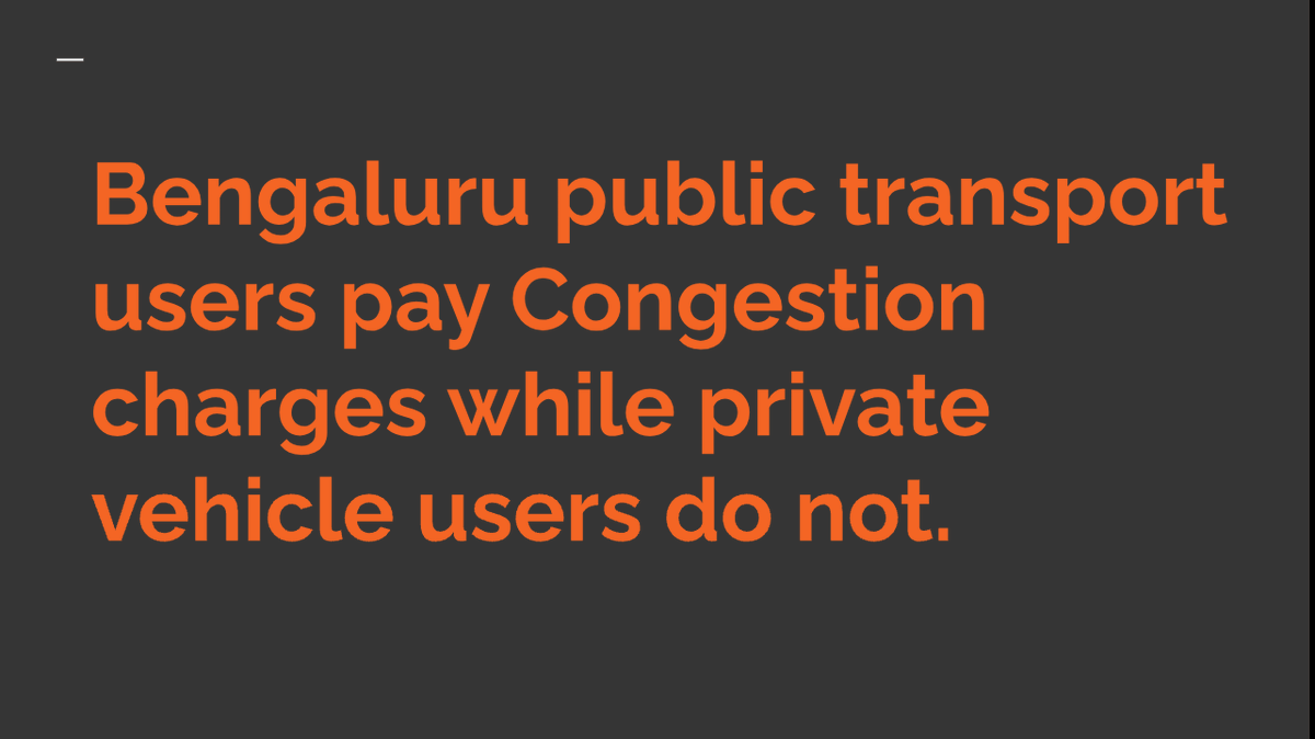 Lopsided mobility policy in Bengaluru. 

Public transport users pay for congestion (peak metro fares and random surge fares for autos/taxis) while private vehicle users do not. 

Tunnel roads are promoted and metro is suppressed.

Is this fair Bengaluru?

Think Bengaluru think