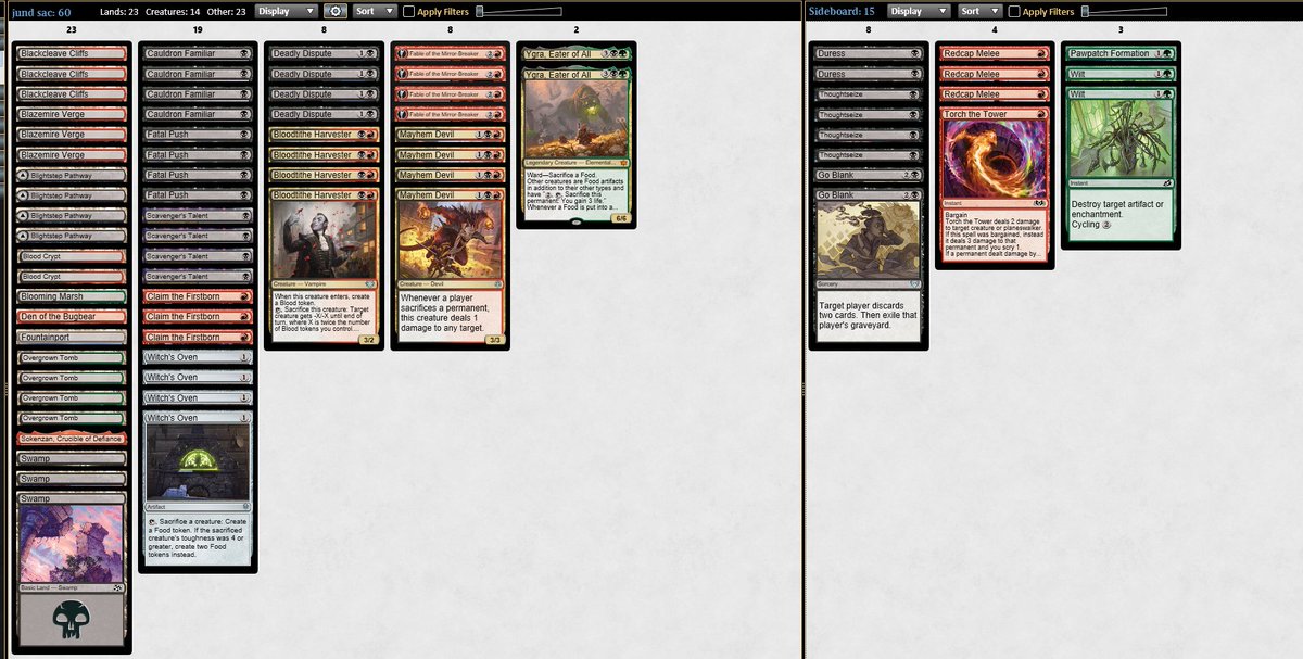 Spilit finals with jund sacrifice once again.
4 finals in last 7 challenges with this sweet deck 😋