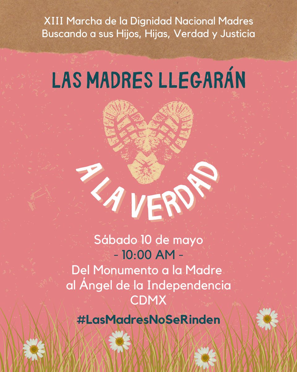 Este 10 de mayo, como cada año, a las 10:00 hrs. en el Monumento a la Madre se realizará la XIII Marcha de la Dignidad Nacional con rumbo al Ángel, La Marcha fue convocada por <a href="/FUUNDEC/">FUUNDEC</a> hace 13 años para exigir la búsqueda de nuestros familiares desaparecidos. Te esperamos.
