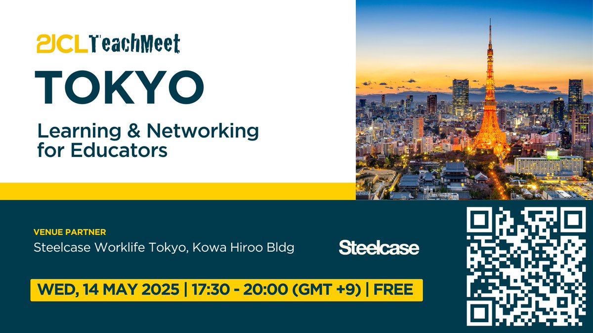 #21CLTeachMeet in #Tokyo - Steelcase Worklife Tokyo next week!

Educators attend for #FREE

🌟 RSVP now: zurl.co/xKiK5

#Education #Networking #Connect #Learning #Educators #InternationalSchools #Classroom