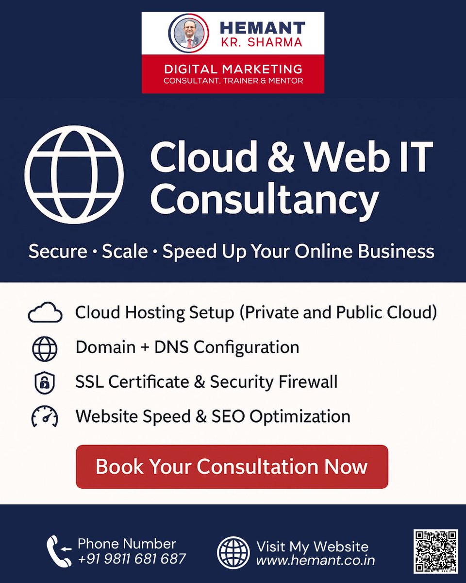 hemantmentor's tweet photo. 🚀 Confused about Cloud Hosting, DNS setup, or SSL Certificate?
Chinta mat kijiye – Hemant Kr. Sharma is here to handle your complete web infrastructure like a pro! 🔐🌐

📲 https://t.co/90ZyABbiUP | 📞 +91 9811 681 687

#CloudConsultant #WebITExpert #DNSSetup #SSLInstallation https://t.co/ssGzpx6TG8
