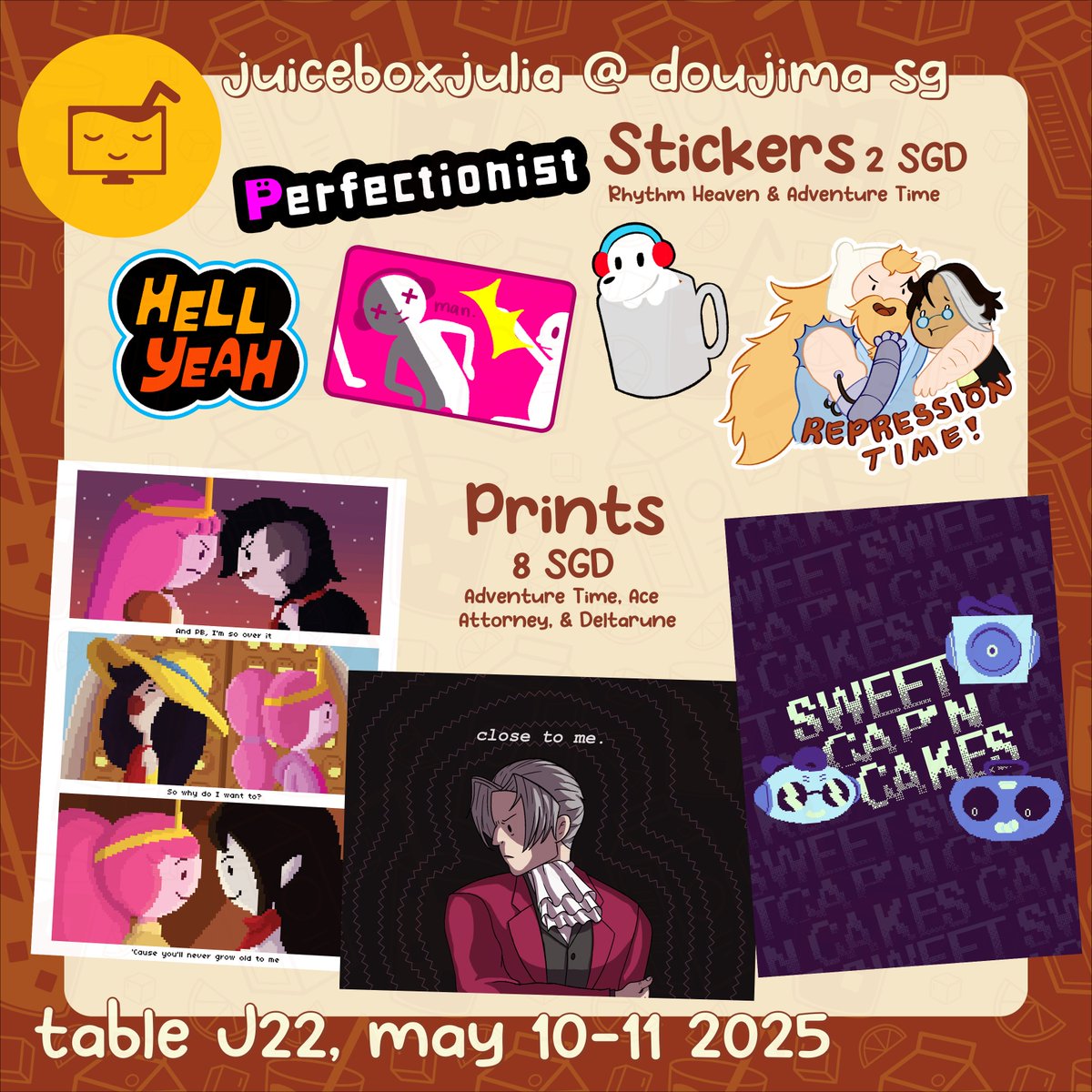 juiceboxjulia's tweet photo. hiiiiiiiiii im gonna be at #Doujima2025 with @taffybuns @anushnush &amp; @chamdraws this weekend!! here's my catalogue, please visit us as table J22! #doujima2025catalogue https://t.co/UdPyqyCWK2
