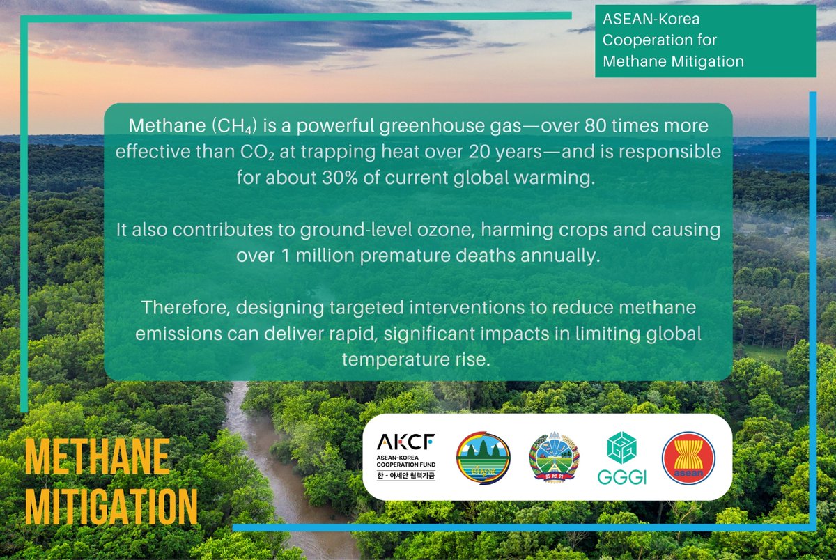GGGICambodia's tweet photo. We just launched the #MethaneMitigation project in 🇰🇭. Funded by the ASEAN-Korea Cooperation Fund (AKCF), the project aims to pave the way for Cambodia and other ASEAN countries to catalyze action on #methaneemissions. Learn more about the project below! #Methanereduction #GGGI https://t.co/l8cCYpuRXo