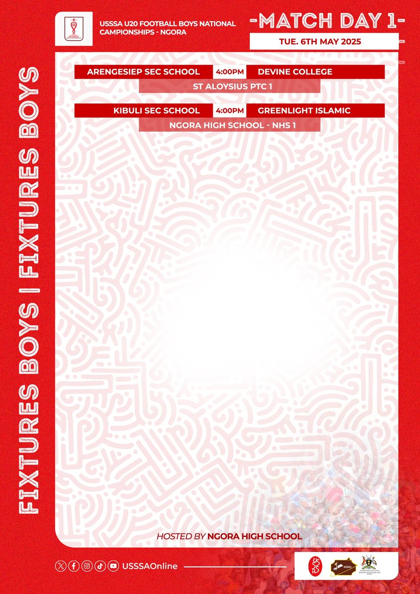 ⌛️ National Boys Football Championship, Match Day 1 Fixtures. 

Which matchup has you jumping out of your seat?
#USSSABallGames2025