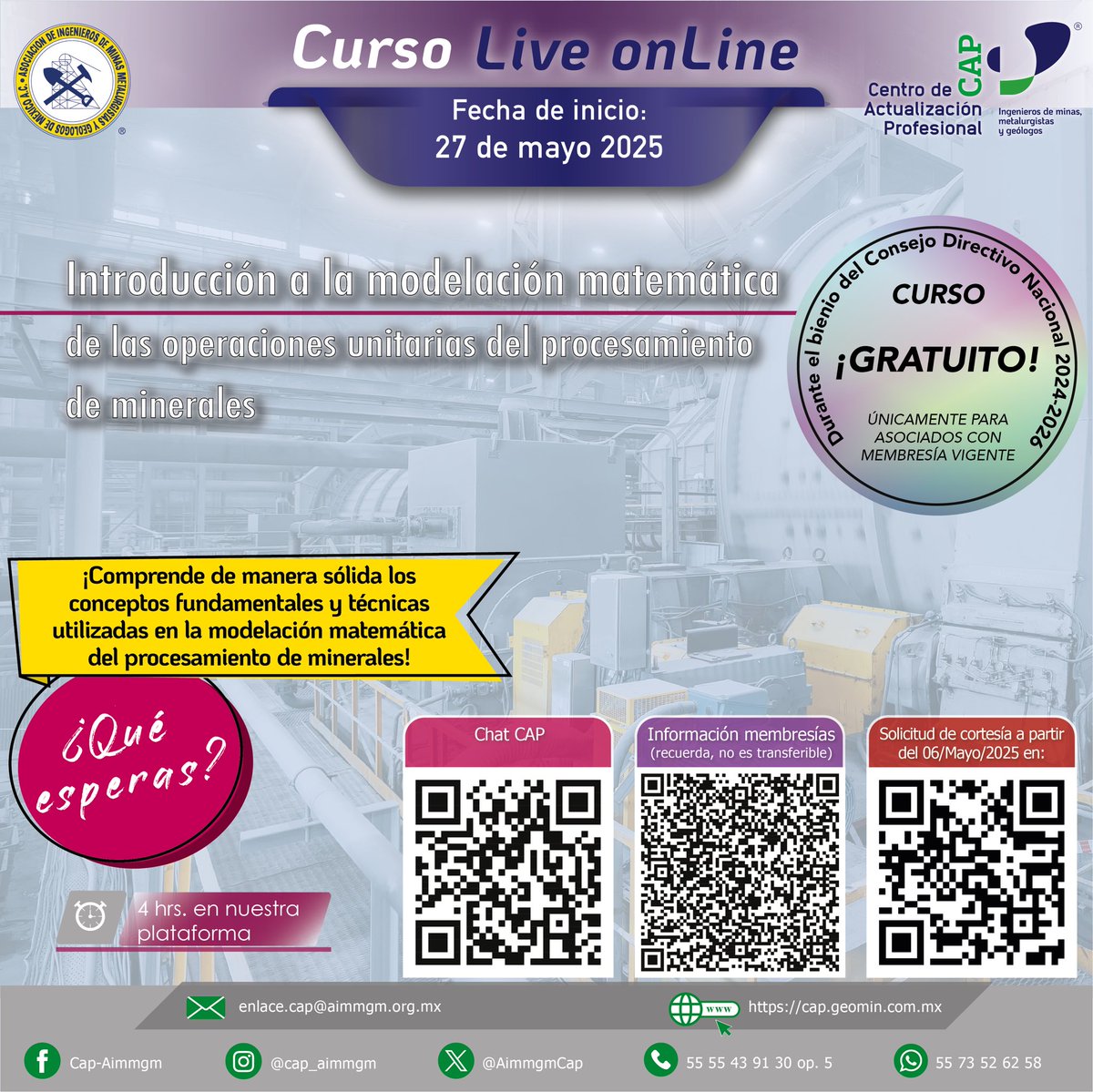 Cap-Aimmgm (@aimmgmcap) on Twitter photo ⭐️Nuevo Curso Modalidad Live On Line, son sesiones en vivo con instructor y calendarizado.
📆Inicia 27 de Mayo
✅Gratuito para socios de la AIMMGM
Regístrate en la siguiente liga ➡️ docs.google.com/forms/d/e/1FAI…
<a href="/AIMMGM_Nacional/">AIMMGM Nacional</a> ⭐️Nuevo Curso Modalidad Live On Line, son sesiones en vivo con instructor y calendarizado.
📆Inicia 27 de Mayo
✅Gratuito para socios de la AIMMGM
Regístrate en la siguiente liga ➡️ docs.google.com/forms/d/e/1FAI…
<a href="/AIMMGM_Nacional/">AIMMGM Nacional</a>