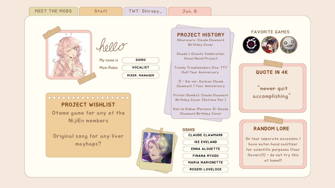 ☔️MEET THE MODS☔️

🍰Staff: <a href="/shiropy_/">Shiro</a> 🍰

Do NOT try eating hand sanitizer at home! What you should do instead, is join our project server! That way you can hear about the experience first hand, AND you get to hang out with us and plan projects~