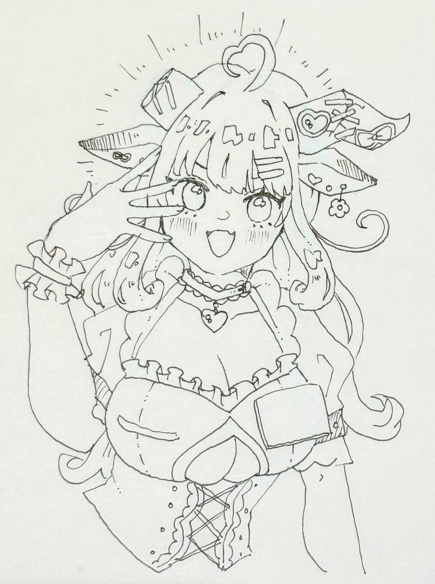 meshan_e's tweet photo. 落書き  女の子  ユニコーン…？ https://t.co/qaRyekytVN