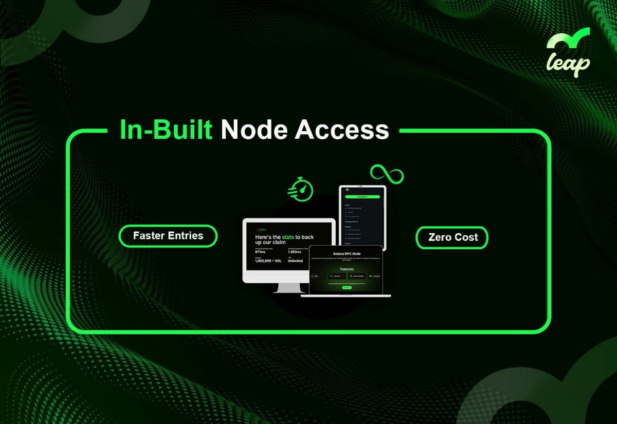 Imagine not paying for a Node when botting…..

Leap has you covered!

Even during Beta our members get free access to our inhouse RPC and Geyser URL. Based in Virginia with unlimited RPS and landing speeds faster than almost all stand alone node companies.

Why settle for less
