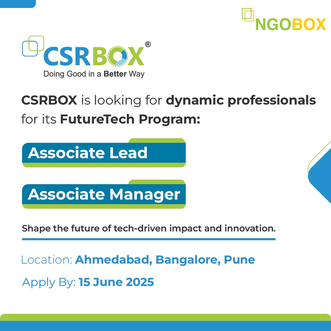 NGOBOX's tweet image. #JobOpening | @csrboxorg  is hiring for its FutureTech Program

🔹 Associate Lead – FutureTech Program
 Apply: ngobox.org/job-detail_Ass…
🔹 Associate Manager – FutureTech Program
 Apply: ngobox.org/job-detail_Ass…

#Hiring #CSRBOX #TechForGood #FutureOfWork #ImpactCareers