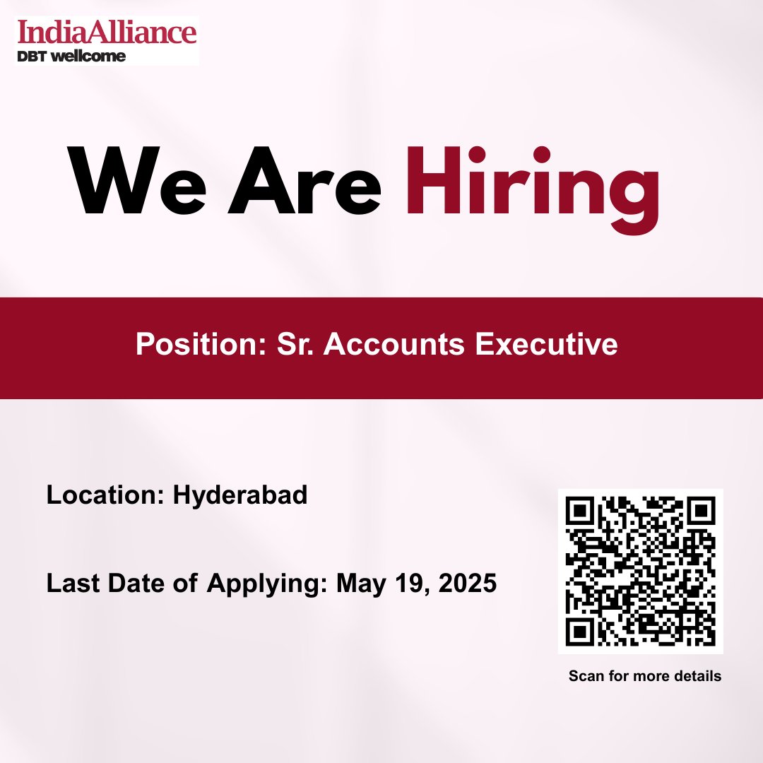 #CareerOpportunity #WeAreHiring 

Job Title: Sr. Accounts Executive

Location: Hyderabad, India

Last date to apply: May 19, 2025

For details, click here: tinyurl.com/mpevbcj2