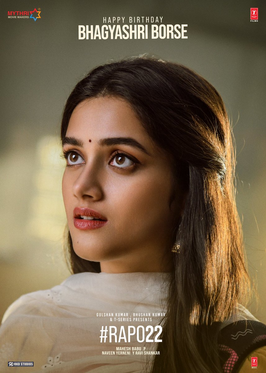 Eyes that mesmerize and a smile that casts a spell ✨

Team #RAPO22 wishes its 'Mahalakshmi' aka the stunningly beautiful #BhagyashriBorse a very Happy Birthday ❤️

<a href="/ramsayz/">RAm POthineni</a> <a href="/filmymahesh/">Mahesh Babu Pachigolla</a> <a href="/MythriOfficial/">Mythri Movie Makers</a> <a href="/iamviveksiva/">Vivek Siva</a> @mervinjsolomon <a href="/siddnunidop/">Siddhartha Nuni</a> <a href="/sreekar_prasad/">sreekar prasad</a> <a href="/artkolla/">Kolla Avinash</a>