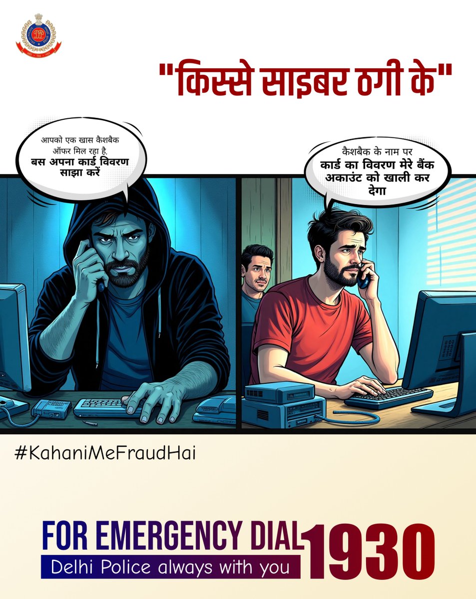 Delhi Police (@delhipolice) on Twitter photo ЁЯТ╕рд▓рд╛рд▓рдЪ рджрд┐рдЦрд╛рдХрд░ рдбрд┐рдЯреЗрд▓реНрд╕ рдкреВрдЫреЗ, рдкрдХреНрдХрд╛ рд╡реЛ рдЪреЛрд░ рд╣реИ
рд╕рд╛рд╡рдзрд╛рди рд╣реЛ рдЬрд╛рдЗрдП #KahaniMeFraudhai
ЁЯЫСрд╕рдордЭрджрд╛рд░ рдмрдиреЗрдВ рдХрд┐рд╕реА рдЕрдВрдЬрд╛рди рд╕реЗ рдмреИрдВрдХ рдбрд┐рдЯреЗрд▓реНрд╕ рд╢реЗрдпрд░ рди рдХрд░реЗрдВ
#CyberFraud
#OTPScam
#CyberSecurity
#kahani ЁЯТ╕рд▓рд╛рд▓рдЪ рджрд┐рдЦрд╛рдХрд░ рдбрд┐рдЯреЗрд▓реНрд╕ рдкреВрдЫреЗ, рдкрдХреНрдХрд╛ рд╡реЛ рдЪреЛрд░ рд╣реИ
рд╕рд╛рд╡рдзрд╛рди рд╣реЛ рдЬрд╛рдЗрдП #KahaniMeFraudhai
ЁЯЫСрд╕рдордЭрджрд╛рд░ рдмрдиреЗрдВ рдХрд┐рд╕реА рдЕрдВрдЬрд╛рди рд╕реЗ рдмреИрдВрдХ рдбрд┐рдЯреЗрд▓реНрд╕ рд╢реЗрдпрд░ рди рдХрд░реЗрдВ
#CyberFraud
#OTPScam
#CyberSecurity
#kahani