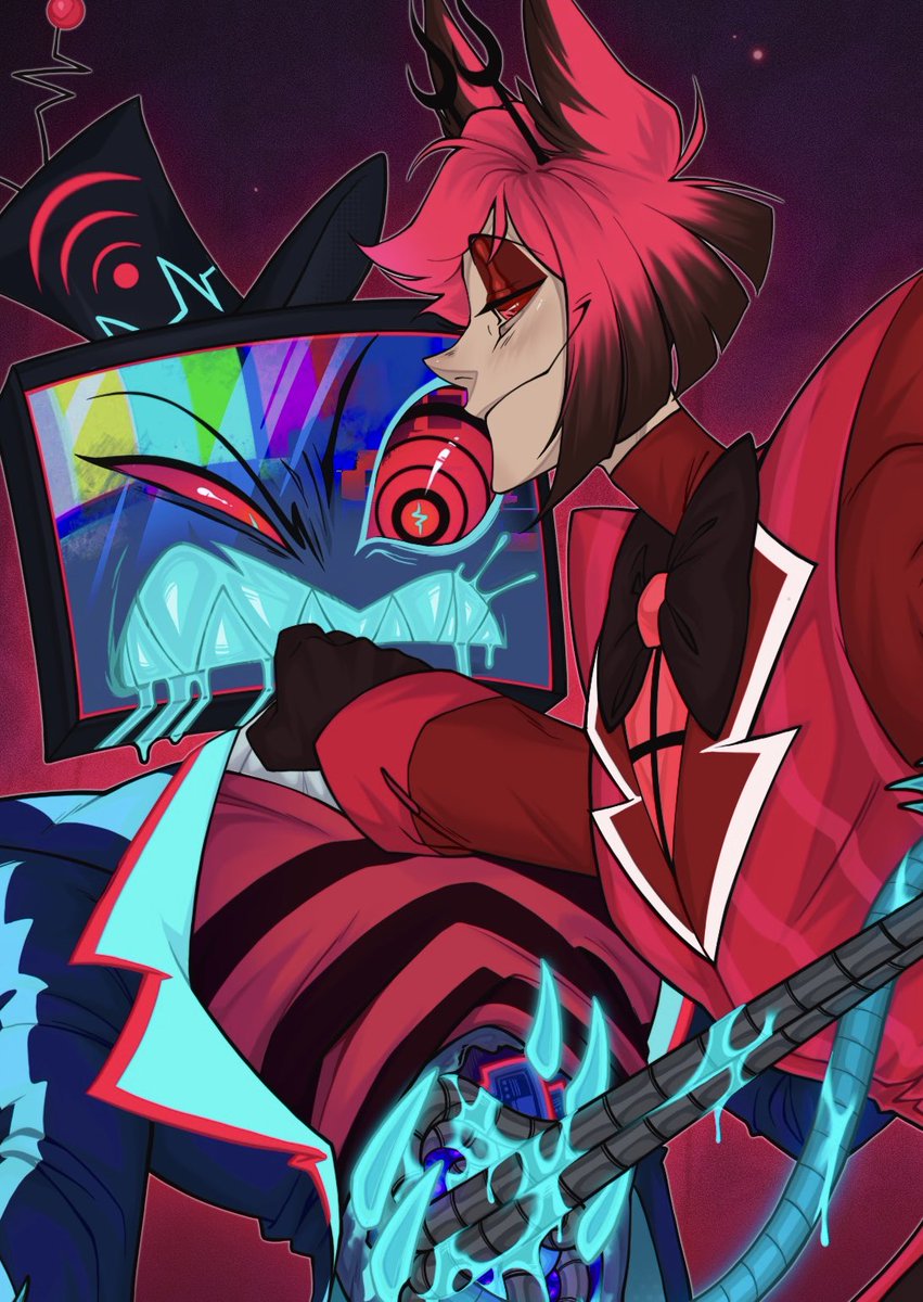 Alastor agrees to sit on your lap under one condition only~🩸📻📺⚡️#RadioStatic #HazbinHotel