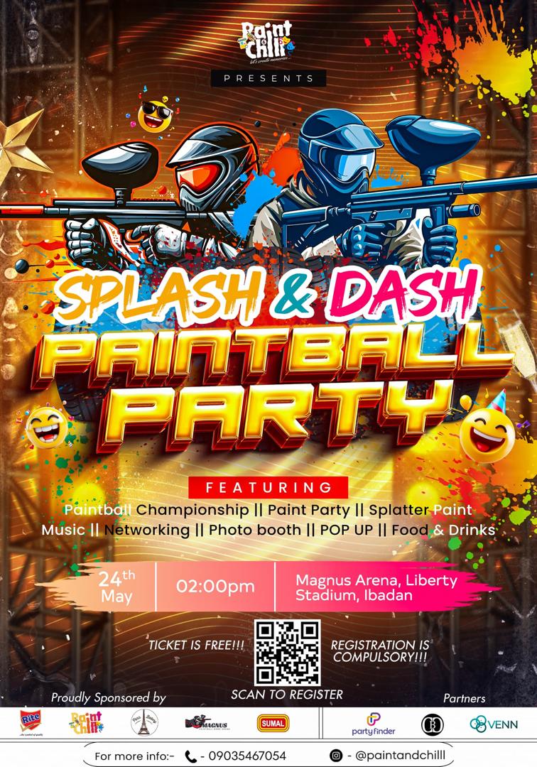 _Temi_loluwa's tweet photo. You guysssss💃

On the 24th of May is the Splash &amp; DASH Paintball party!🥳🎨🔫💦

What other way can you have fun if you're actually not here?🫠

PS: Entry is free, but you have to register. https://t.co/IkRbCm6JuU

🎯GEAR UP, IBADAN!💥
🔫 SPLASH. DASH. FUN LOADING🥳💨 https://t.co/vlo32FKZan