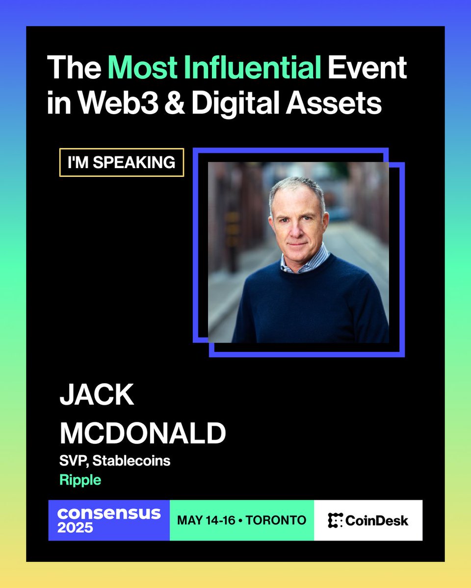 Jack McDonald (@_jackmcdonald_) on Twitter photo Big month of events on deck – Kicking things off in Toronto at The Stablecoin Payments House next Tuesday, followed by @Coindesk’s <a href="/consensus2025/">#Consensus2025</a>. Looking forward to discussing all things $RLUSD & institutional stablecoin adoption – if you’re in town, let’s connect. Big month of events on deck – Kicking things off in Toronto at The Stablecoin Payments House next Tuesday, followed by @Coindesk’s <a href="/consensus2025/">#Consensus2025</a>. Looking forward to discussing all things $RLUSD & institutional stablecoin adoption – if you’re in town, let’s connect.