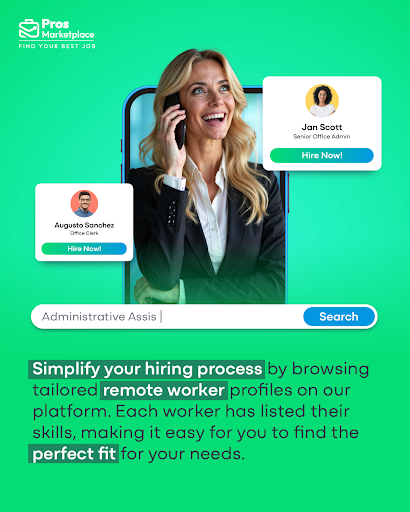 ProsMarketllc's tweet photo. Simplify your hiring process by browsing tailored remote worker profiles on our platform. Each worker has listed their skills, making it easy for you to find the perfect fit for your needs.

#remotehiring #remoteworker #findremoteworker #latam #workfromanywhere #remoteskills https://t.co/jQgLAWFp9Y