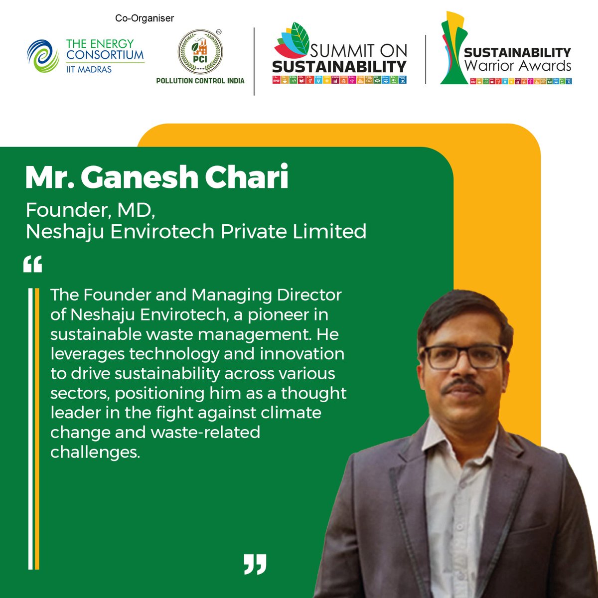 PollutionCont15's tweet image. A Visionary in Sustainability!
@varadchari, Founder of @NeshajuE, is revolutionizing e-waste recycling &amp;amp; bioleaching tech for a greener planet! 
Let’s celebrate his impact on pollution control &amp;amp; #ClimateAction!

#EcoInnovation #SustainabilityChampion #GreenTech