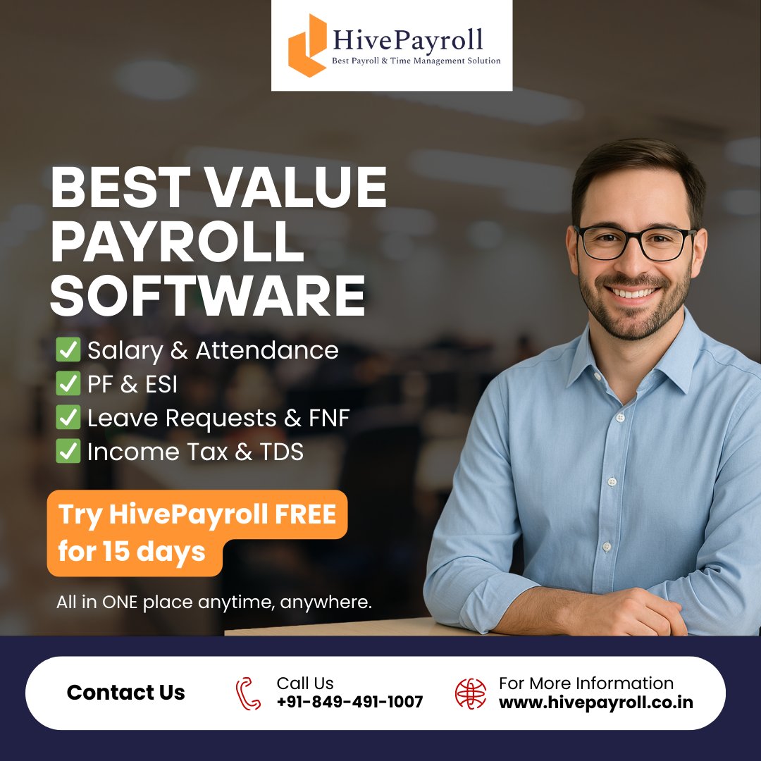 hivepayroll's tweet image. Cloud-Based Payroll Software - Best Value Payroll Software
Ready to simplify payroll like never before?
✅ Salary &amp;amp; Attendance
✅ PF &amp;amp; ESI
✅ Leave Requests &amp;amp; FNF
✅ Income Tax &amp;amp; TDS
📲 Book a demo now or visit: hivepayroll.co.in

#PayrollSoftware #HivePayroll #SMBTools