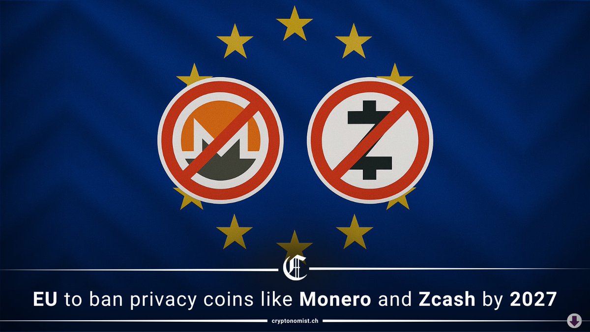 🚨 EU bans anonymous crypto by 2027: Monero, Zcash & private wallets  outlawed. Transactions >€1,000 will trigger due diligence. A major shift in  the crypto world. 👉 https://t.co/GW4yboLIZs #Crypto #EURegulation #AMLR  #PrivacyCoins
