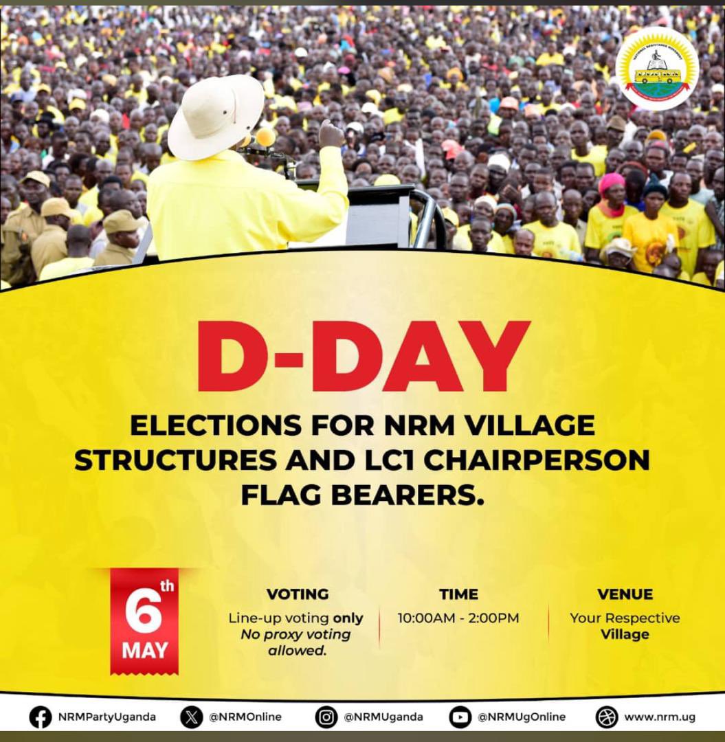 CarolPrim3's tweet image. Today's the day! NRM village elections for structure &amp;amp; LC1 Chairperson flag bearers are on! 10AM -2PM, please turn up. All party members, head to your village centres &amp;amp; participate .
#Ready2Vote  ||   #Youth4PeaceUG