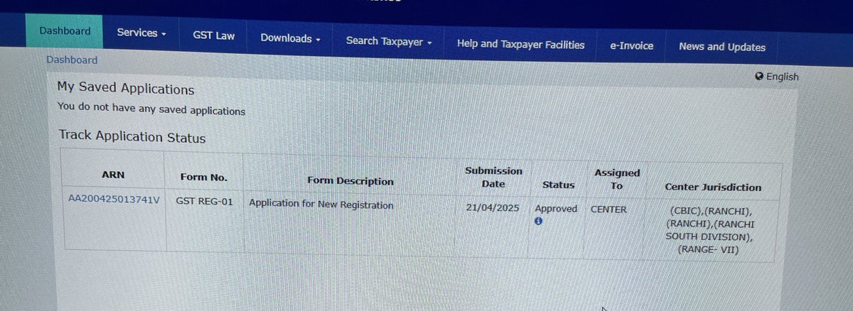 Cakrishnanandan's tweet photo. It’s been more than 15 days of New GST registration got approved of ARN - AA200425013741V but credentials not yet received. Raised grievance with Ticket ID  G-202505041820100 on 1.5.25 but not yet resolved.
How many more days it will take @cbic_india @Infosys_GSTN @GST_Council ? https://t.co/XxXvvF9wF5