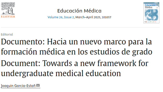El autor, <a href="/jgestan/">J G Estañ</a>, actual Presidente de <a href="/Sedem_ORG/">Sociedad Española de Educación Médica</a> presenta un documento de <a href="/Sociedad_SEMI/">Sociedad Española de Medicina Interna (SEMI)</a> con propuestas de mejora para la formación médica de grado en España. También han colaborado <a href="/Sedem_ORG/">Sociedad Española de Educación Médica</a> y <a href="/ceem_medicina/">CEEM</a>. En sciencedirect.com/science/articl…