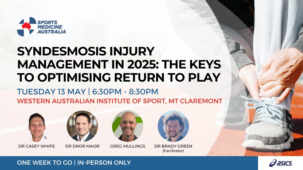 Join Dr Casey Whife, Dr Dror Maor and Greg Mullings in Perth next week, as they share expert insights on managing syndesmosis injuries including early injury grading, surgical updates, rehab strategies, and return-to-play decisions.
👉 Don't miss out: zurl.co/pMnye