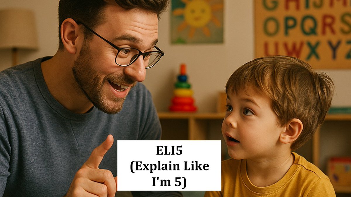 Mucha gente me dice que siempre explico las cosas para que todo el mundo las entienda. Sigo la técnica ELI5 (Explain Like I'm 5): explicar conceptos complejos como si se lo estuvieras explicando a un niño de 5 años, usando un lenguaje claro, simple y sin jerga técnica.