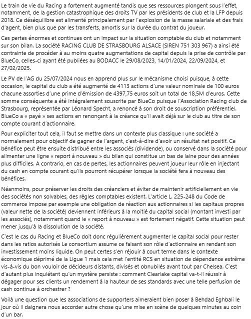 fsrcs's tweet image. Une augmentation de capital tous les 6 mois… jusqu’à quand ? 🔵⚪

Restons vigilants et défendons l'âme de notre club.

Allez Racing 🔵⚪

#Nonàlamultipropriété #BlueCoOut