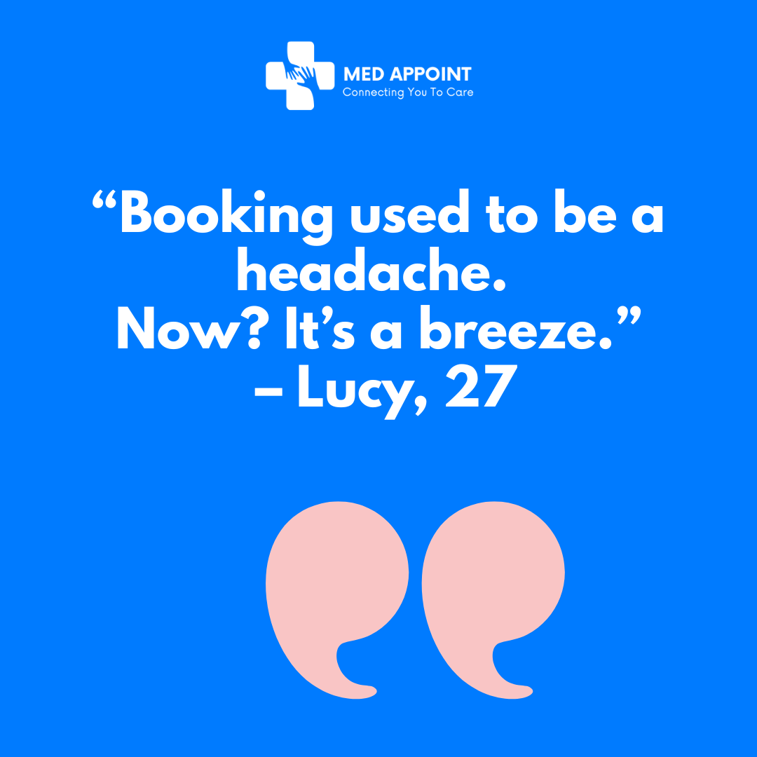 Medappointapp's tweet photo. With Med Appoint, it takes just 3 taps to book.

✅ Real-time scheduling

✅ Calendar sync

✅ Auto reminders

Zero stress. 

Just simplicity.

Beta is open. 

Try it now.

#HealthcareSolutions #HealthcareTech https://t.co/9i23R8r1JY
