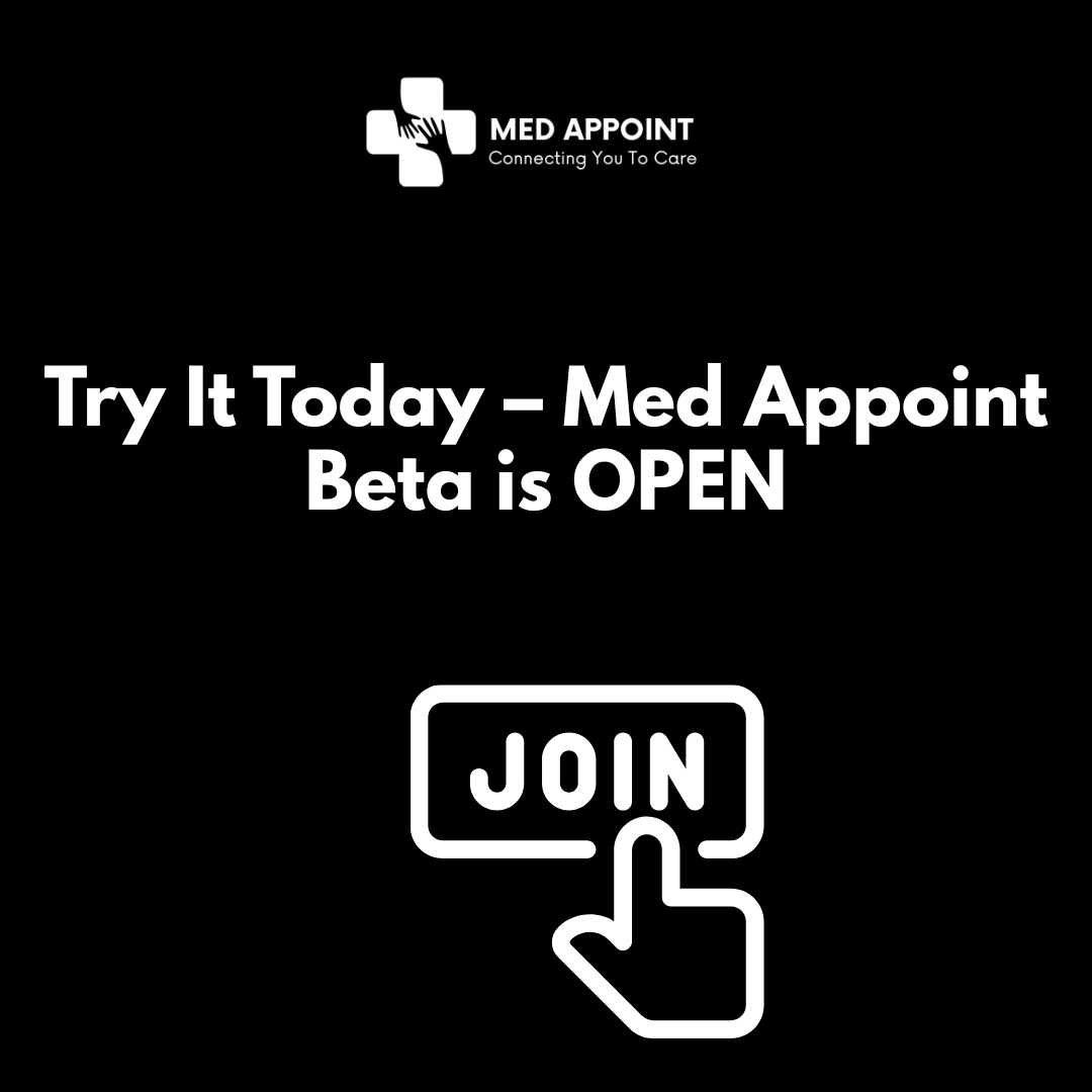 Medappointapp's tweet photo. With Med Appoint, it takes just 3 taps to book.

✅ Real-time scheduling

✅ Calendar sync

✅ Auto reminders

Zero stress. 

Just simplicity.

Beta is open. 

Try it now.

#HealthcareSolutions #HealthcareTech https://t.co/9i23R8r1JY