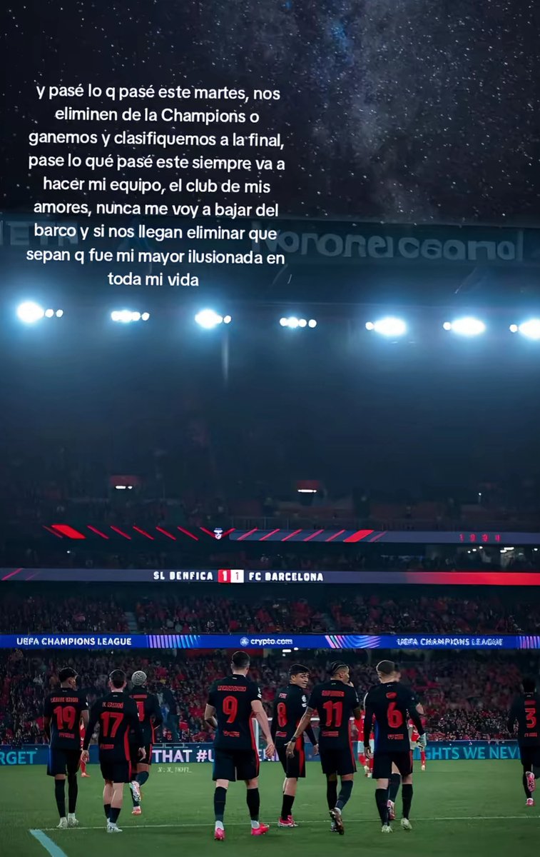 Nada puede demostrar mas el mal momento que estoy pasando en la vida combinado con la emoción/terror del día de hoy y saber que haberlos visto los últimos 40 partidos, las alegrías y los logros mañana tendrán un sabor diferente si es que podemos pasar, los amo cabrones ❤️💙😔