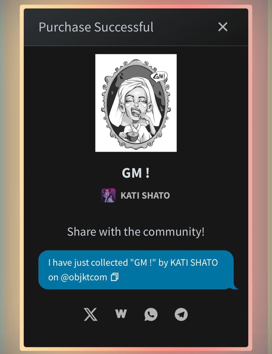 I have just collected "GM !" by <a href="/Kati_Shato/">KATI SHATO🎨</a> on <a href="/objktcom/">objkt</a>

#MadeCommunity1 
#MadeArtBridge