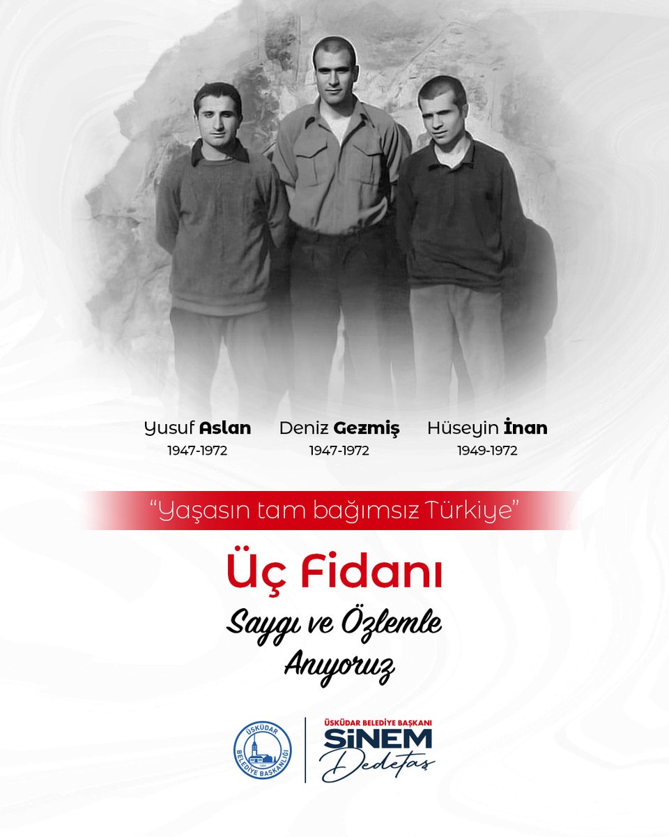 “Yaşasın tam bağımsız Türkiye” diyerek mücadele eden Deniz Gezmiş, Yusuf Aslan ve Hüseyin İnan’ı, idam edilişlerinin 53. yılında saygı ve minnetle anıyorum. #ÜçFidan