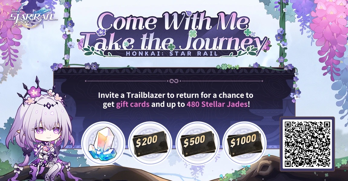 Invite returning Trailblazers to link up with your invitation code and log into the game to win Stellar Jades, gift cards, and other surprise rewards