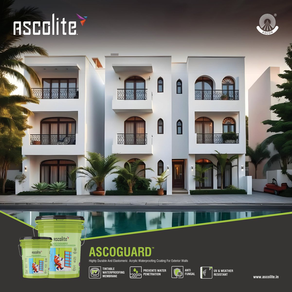 ascolite's tweet photo. Shield your walls before the rains! 🌧️
Ascoguard by Ascolite keeps exterior walls crack-free &amp; leakproof — for homes &amp; buildings alike.
🛡️ Durable. Weather-resistant. Trusted.
#Ascoguard #Ascolite #Waterproofing #LeakFree #MonsoonReady https://t.co/nFlxDs8Zat