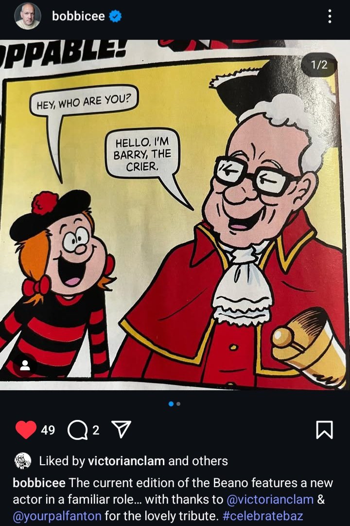 Andy Fanton but in 2025 (@yourpalfanton) on Twitter photo I wrote in a little tribute to the late, great Barry Cryer in the new Beano (out tomorrow), drawn wonderfully as ever by <a href="/VictorianClam/">Laura Howell</a>. Thrilled to see Barry's family discover it (here is his son Bob) and like it. A tip of the tricorn to one of the comedy greats! I wrote in a little tribute to the late, great Barry Cryer in the new Beano (out tomorrow), drawn wonderfully as ever by <a href="/VictorianClam/">Laura Howell</a>. Thrilled to see Barry's family discover it (here is his son Bob) and like it. A tip of the tricorn to one of the comedy greats!