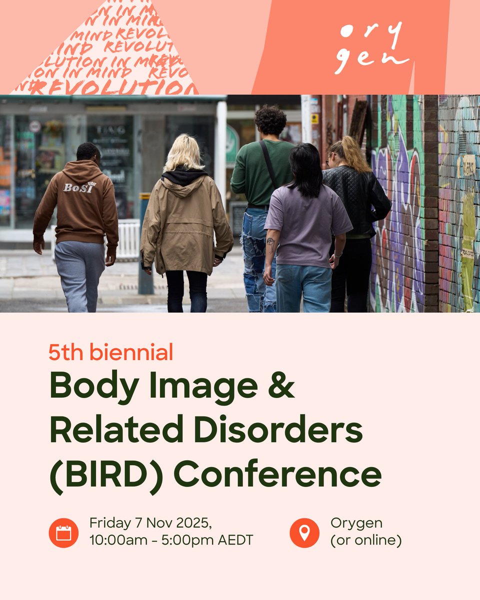 Orygen (@orygen_aus) on Twitter photo Registrations are open for the 2025 Body Image & Related Disorders (BIRD) Conference.
Hosted by Orygen's <a href="/SWAN_Research_/">Scientific Work in Anorexia Nervosa (SWAN)</a> team, it'll bring together international and local experts to discuss the latest research. View the program + register: bit.ly/4lZGqSC Registrations are open for the 2025 Body Image & Related Disorders (BIRD) Conference.
Hosted by Orygen's <a href="/SWAN_Research_/">Scientific Work in Anorexia Nervosa (SWAN)</a> team, it'll bring together international and local experts to discuss the latest research. View the program + register: bit.ly/4lZGqSC
