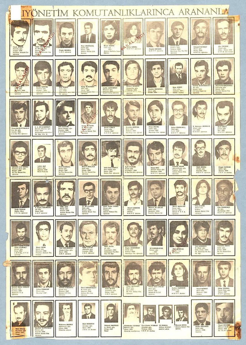 #6Mayıs1972 1971 SIKIYÖNETİMİNCE ARANANLAR AFİŞİ