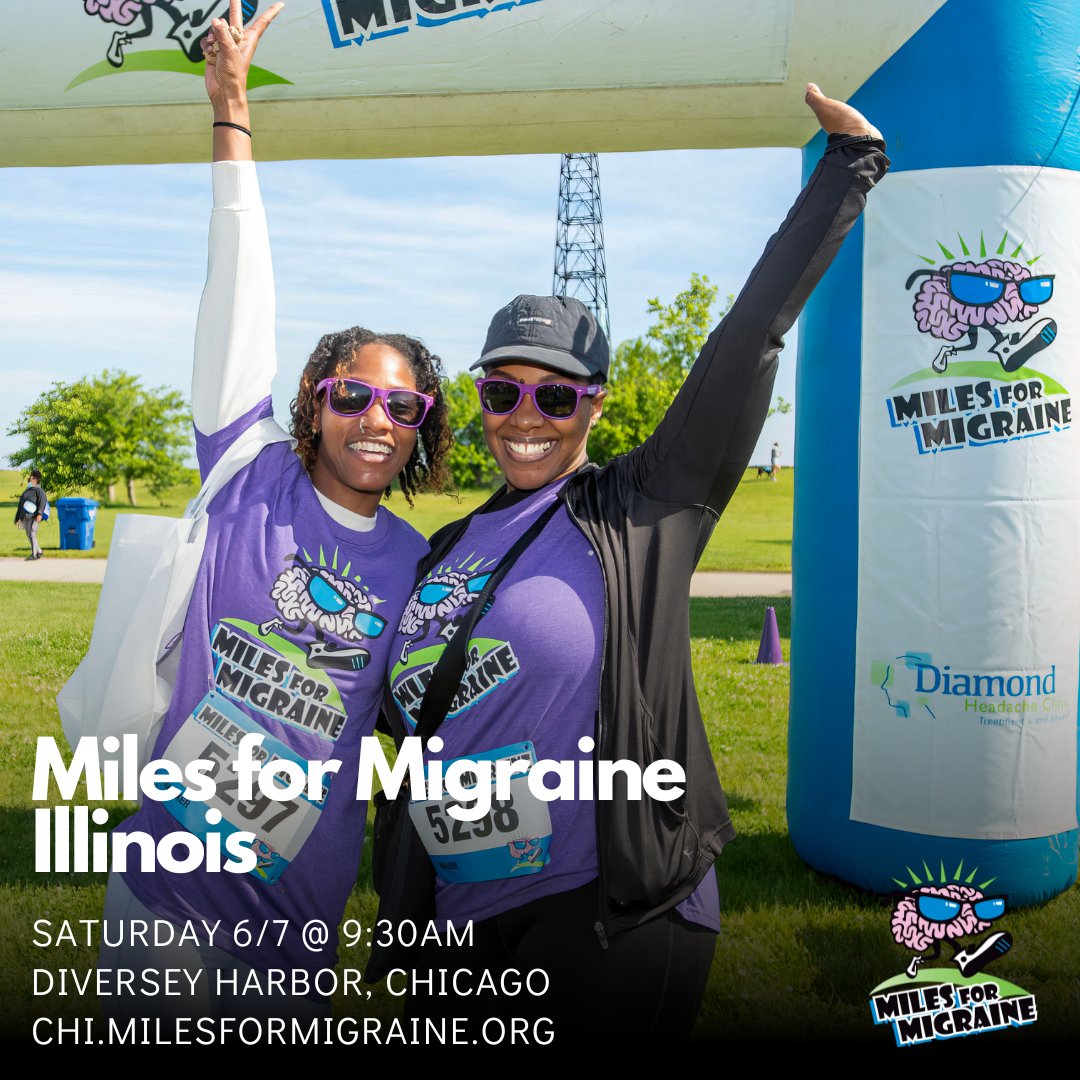 Join us for the 10th Annual Illinois Event at Diversey Harbor in Chicago on Saturday, June 7th!

Walk, run, or relax — every step makes a difference. 💜

Sign up today: CHI.MilesForMigraine.Org