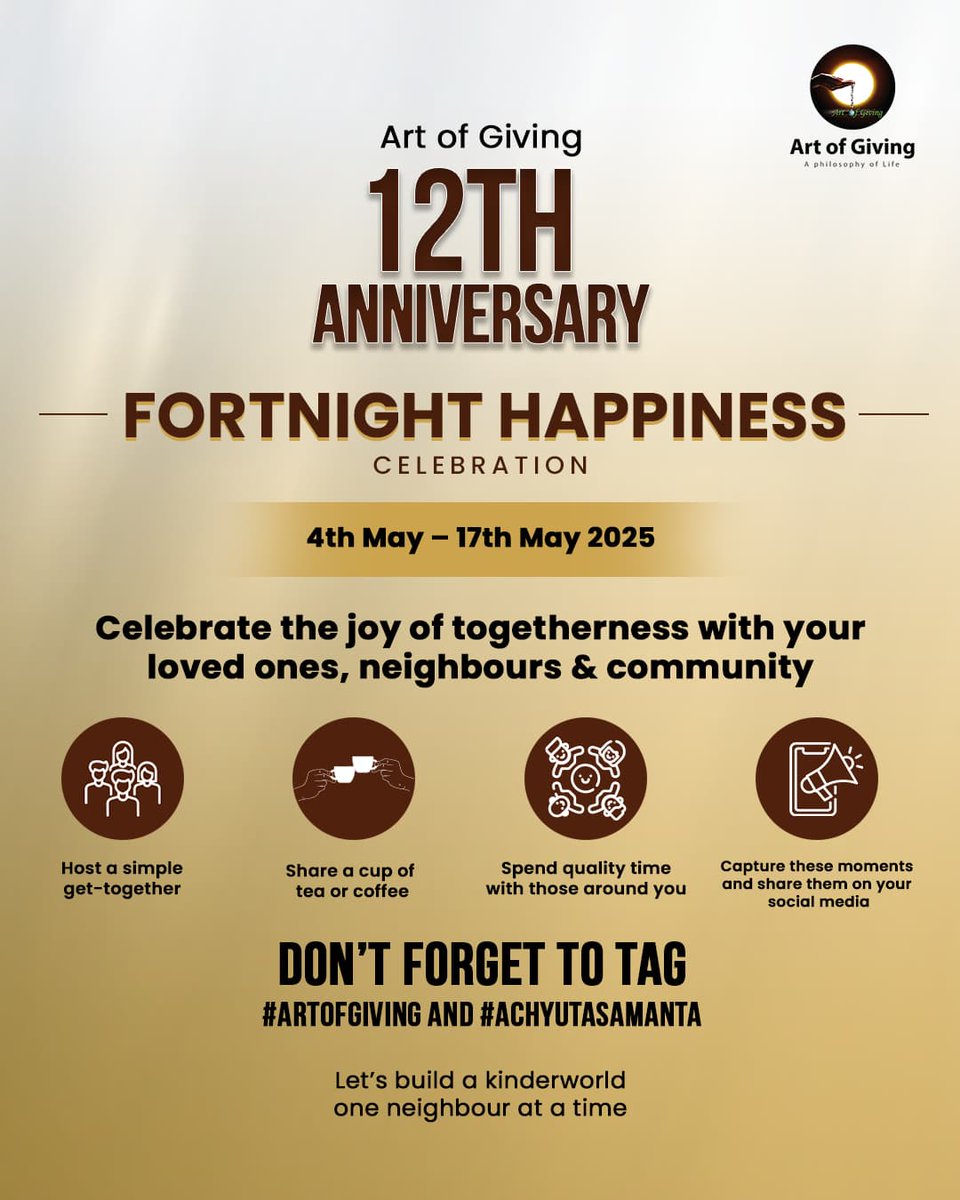 हर दिन ख़ास बन सकता है अगर हम किसी के लिए थोड़ा ख़ास बन जाएं।
<a href="/achyuta_samanta/">Achyuta Samanta</a> <a href="/artofgiving_net/">Art of Giving</a>
#AchyutaSamanta #ArtofGiving