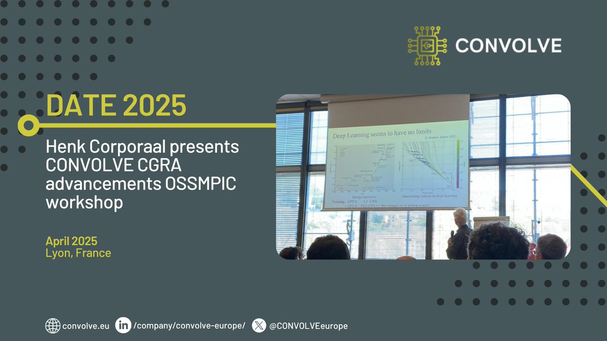🚀 At this year’s OSSMPIC, Prof. Henk Corporaal delivered a compelling invited talk: "CGRAs for the Edge: Balancing Compute Efficiency and Flexibility."

His presentation showcased the SOTA in CGRA development, including key outcomes from the CONVOLVE project, like the