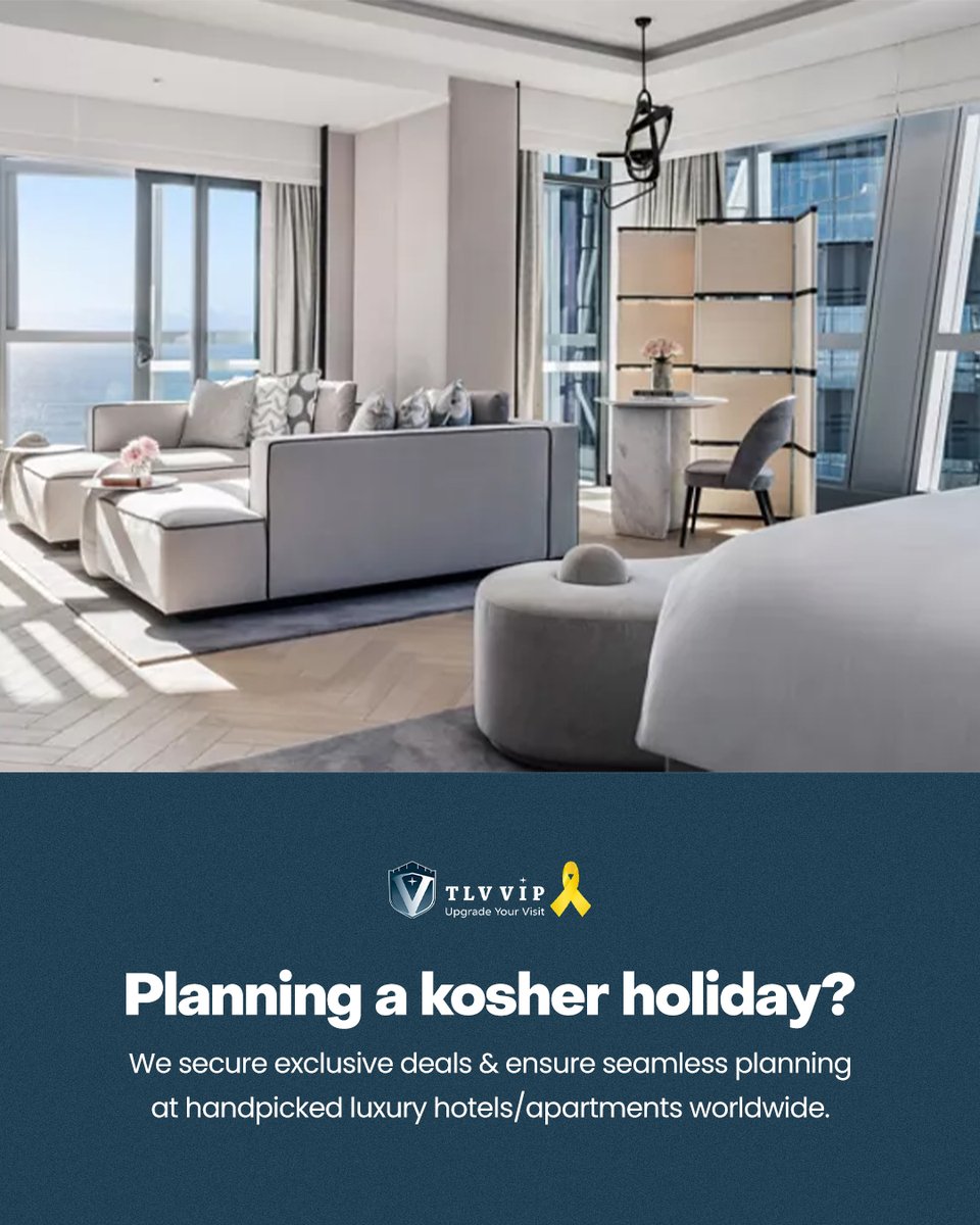 TLVVIP's tweet image. Planning a fantastic Kosher holiday involves finding just the right place. 

We take on the task of locating superb luxury hotels and apartments that fit your needs. 

You concentrate on anticipating the fun part; we will sort the accommodation details.

#tlvvip #koshertravel