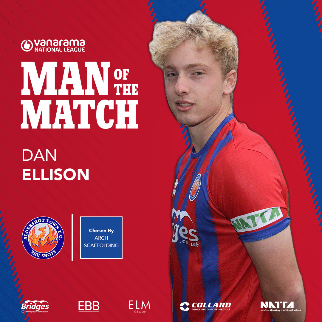 Congratulations to Dan Ellison who was chosen as our Man of the Match for yesterday's win over Yeovil Town by our Match Sponsor, Arch Scaffolding 👏