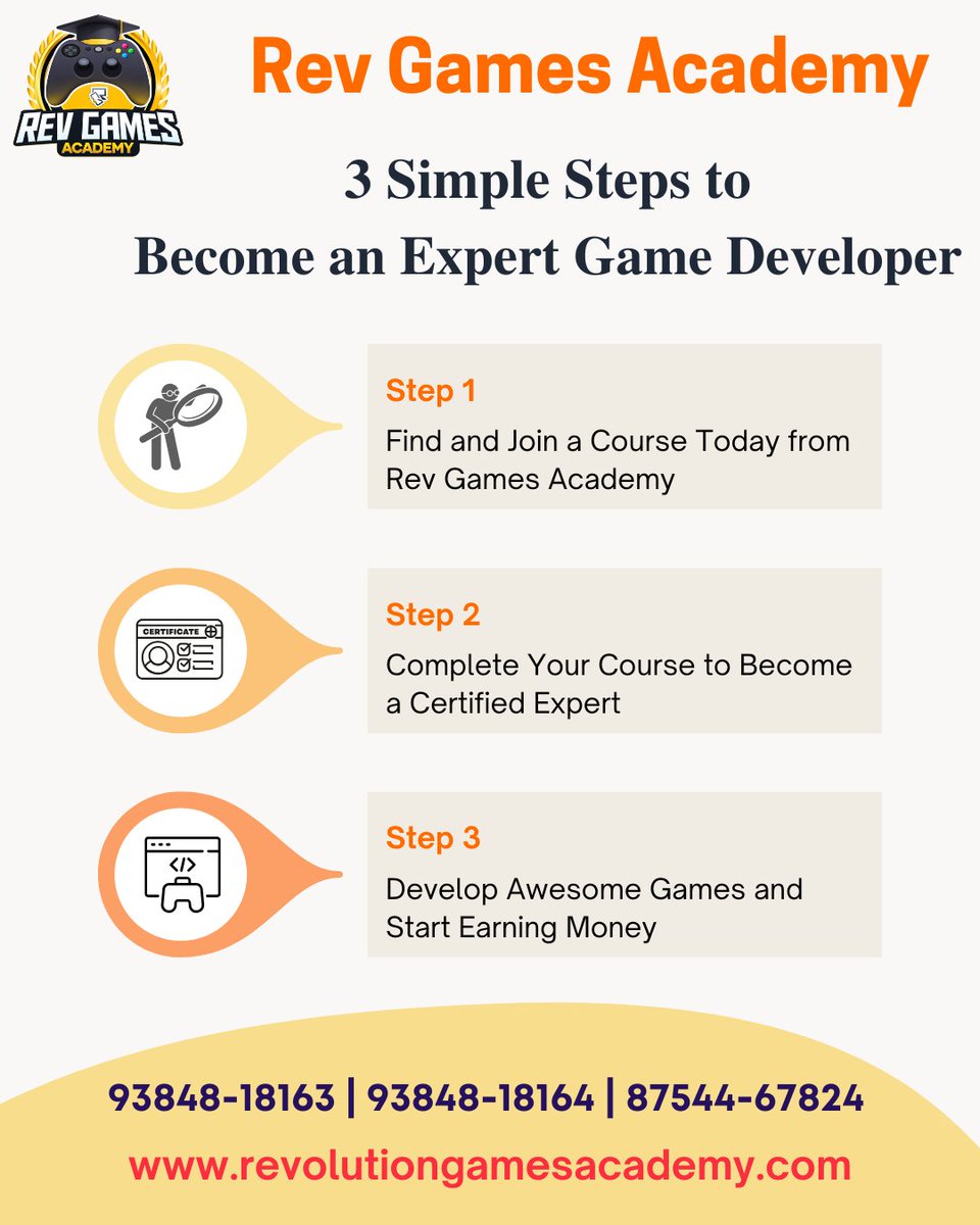 RevGamesAcademy's tweet image. 🎮 Want to become a Game Developer but don’t know where to start?@courses
We’ve made it super simple for you at Rev Games Academy! 💡
🌐 revolutiongamesacademy.com
#GameDevelopement #LearnGameDevelopment #RevGamesAcademy
#GameDevCourse #GamingCareer #CertifiedGameDeveloper