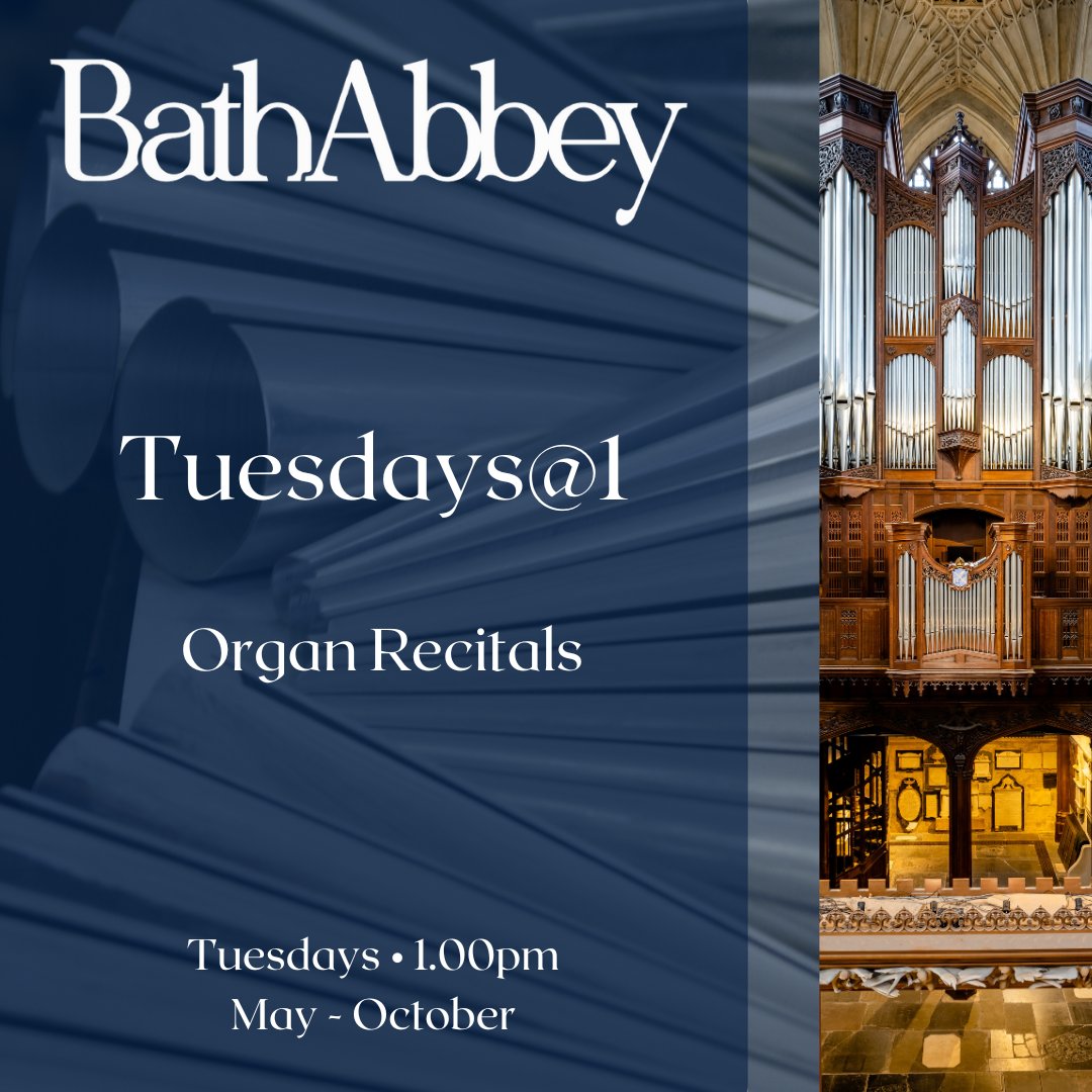 🎶 They're back! 🎶

Join us today at 1pm as the beloved Tuesdays@1 Organ Recitals return to Bath Abbey! Experience world-class music in an awe-inspiring setting — the perfect lunchtime escape

📅 Every Tuesday at 1pm, May - October
📍 Bath Abbey
🎟️ Free entry | Donations welcome