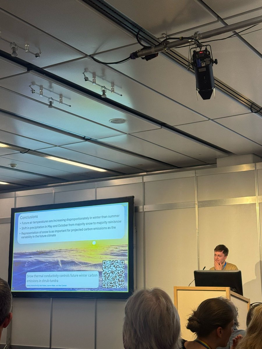 JohnnyR_NU's tweet photo. Happy to present part of my PhD this last week at #EGU25: Snow Thermal Conductivity Controls Future Winter Carbon Emissions in Shrub-Tundra. The preprint and open discussion is available here: https://t.co/0xFSs8SP2T. https://t.co/XFK7hZ8DBq