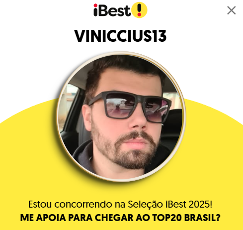 🚨 URGENTE: Viniccius13 está em 8º lugar na categoria Gamer Influenciador do prêmio ibest.

Votem nele e deem rt pra gente dar esse prêmio pro criador do rgb do Minecraft.