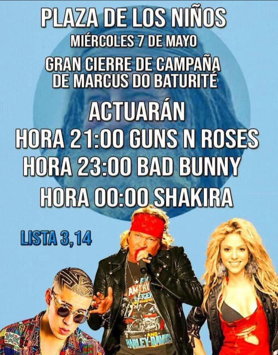 En Artigas hoy actúan Bad Bunny Shakira y Guns n Roses